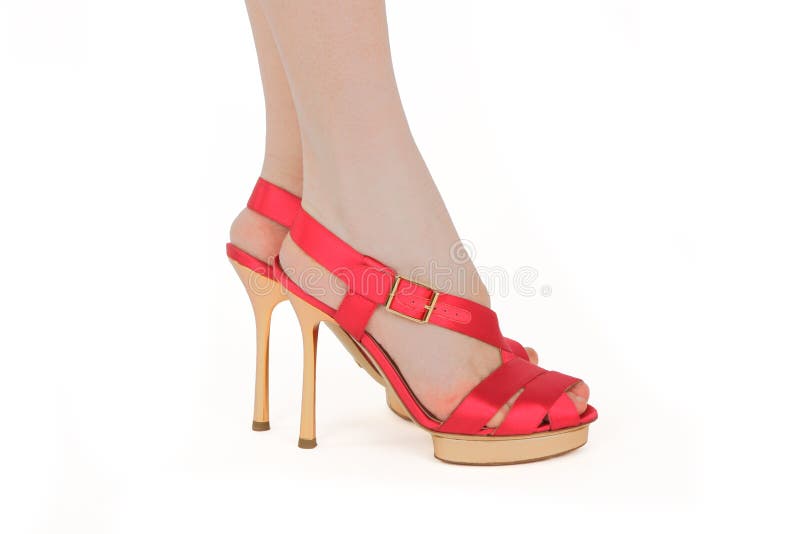 Legs in Red High Heels Isolated on White Background Stock Image - Image ...