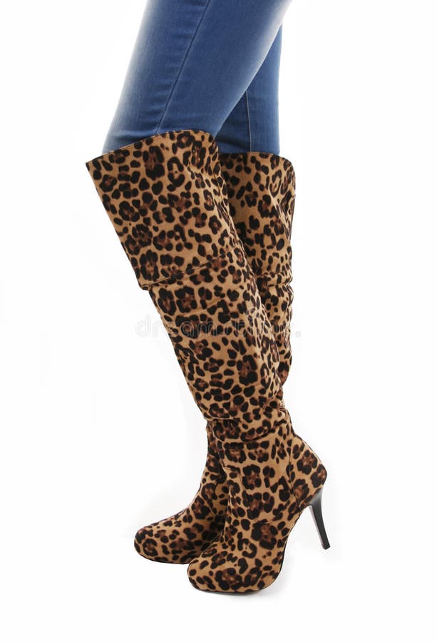 leopard print high boots