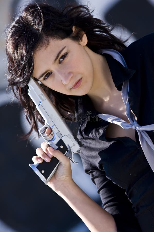 Mafia girl stock photo. Image of portrait, mafia, threat 4193482
