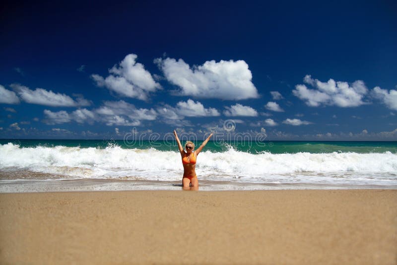 Sexy Meisje In Bikini Op Caraïbisch Strand Stock Afbeelding Image Of Overzees Ontspan 14485433