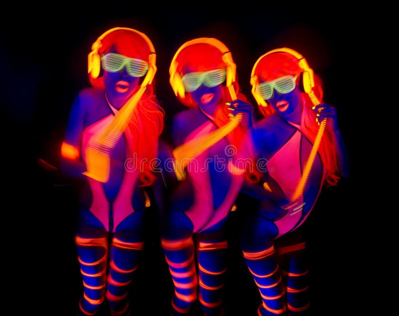 Girl In Uv Body Paint Stock Photo, Royalty-Free