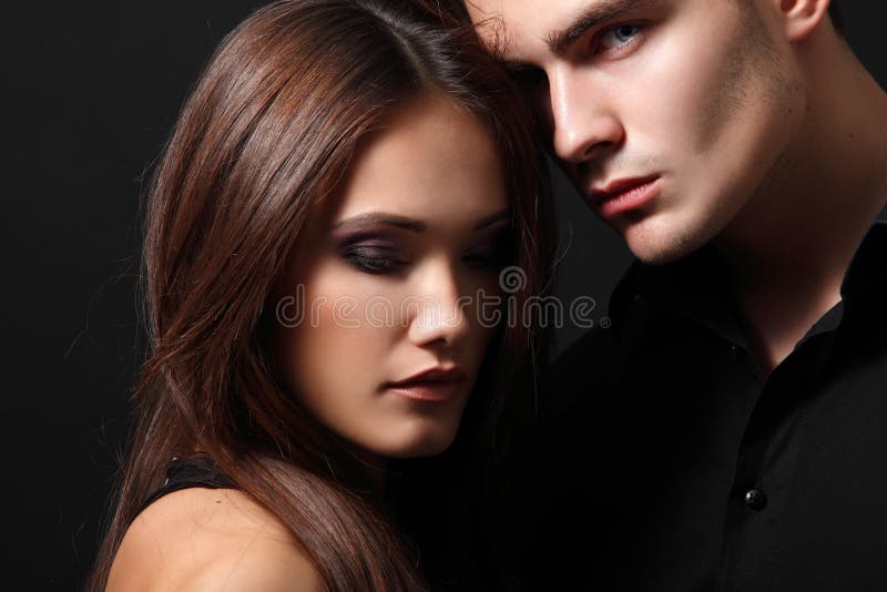 Passion Couple Beautiful Young Man And Woman Closeup Stock Image