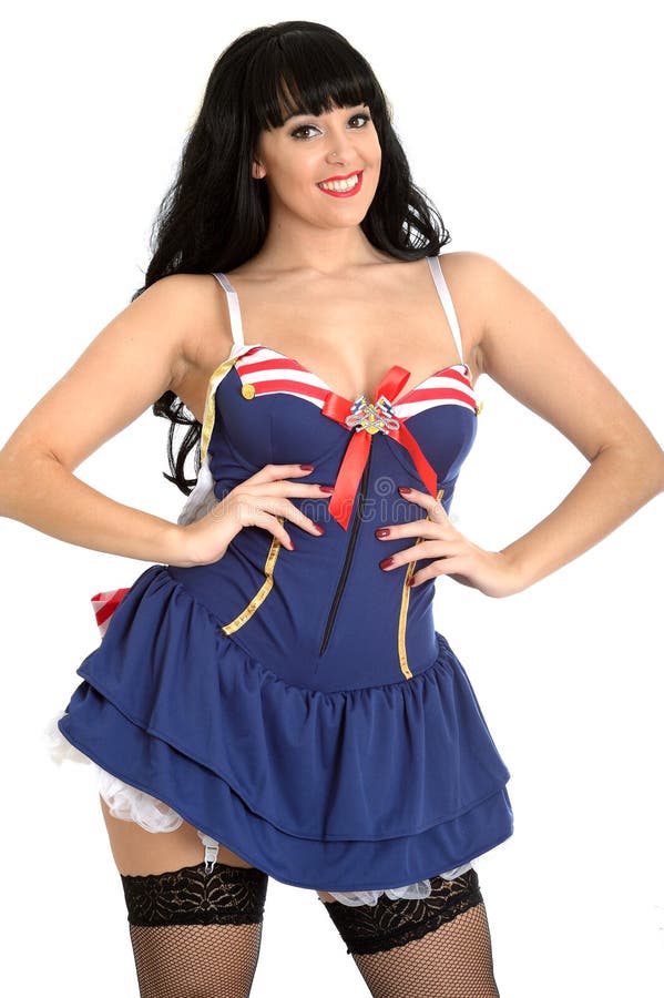 Pin Up Woman Wearing a Sailor Dress