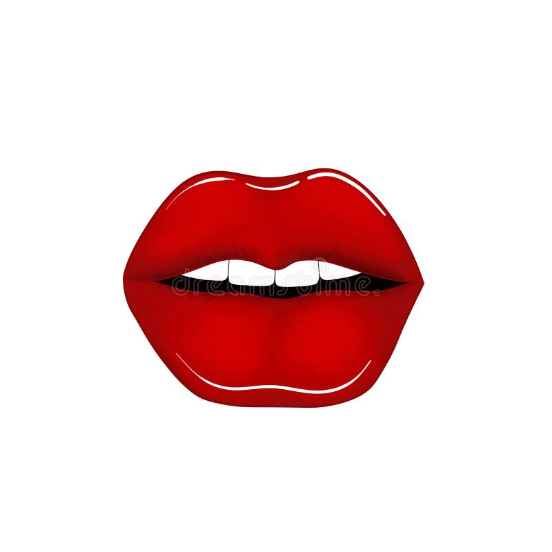 Red Lips Isolated On White Background Illustration Stock Illustration Illustration Of