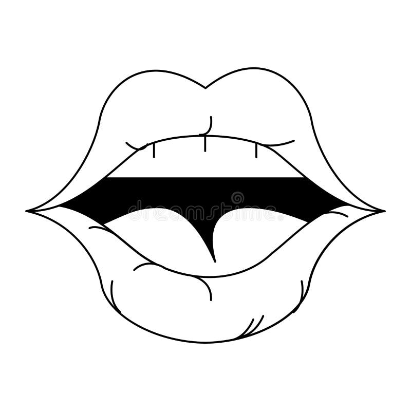 Retro Lips Makeup Cartoon In Black And White Stock Vector Illustration Of Icon Love 155762281 Library of open mouth eating png black and white library black and #18484413. retro lips makeup cartoon in black and