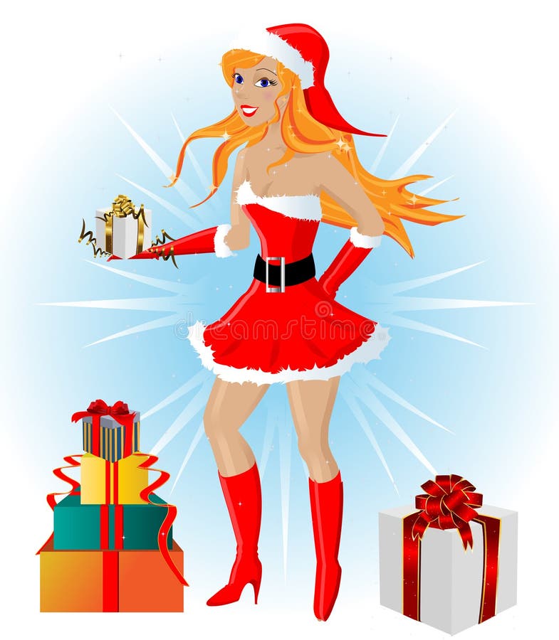 Pin Up Christmas Girl Stock Vector Illustration Of Holiday 22347494