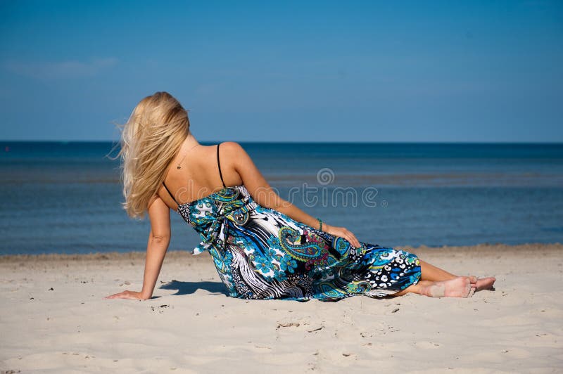 summer woman near sea on the beach