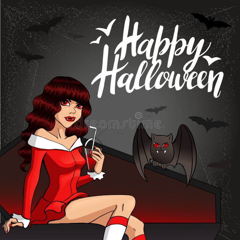 Vampire Lady. Halloween Vector Illustration with layers. stock illustration
