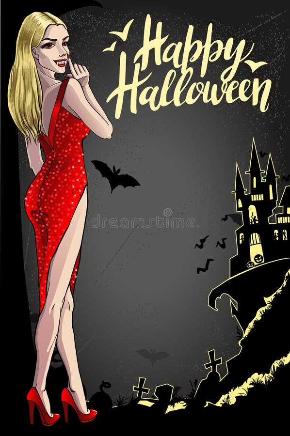 Vampire Lady. Halloween Vector Illustration with layers. stock illustration