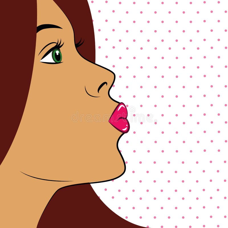 Sexy van de de luchtkus van het vrouwenportret roze de lippenstiftpop-art royalty-vrije illustratie Sexy van de de luchtkus van het vrouwenportret roze de lippenstiftpop-art royalty-vrije illustratie