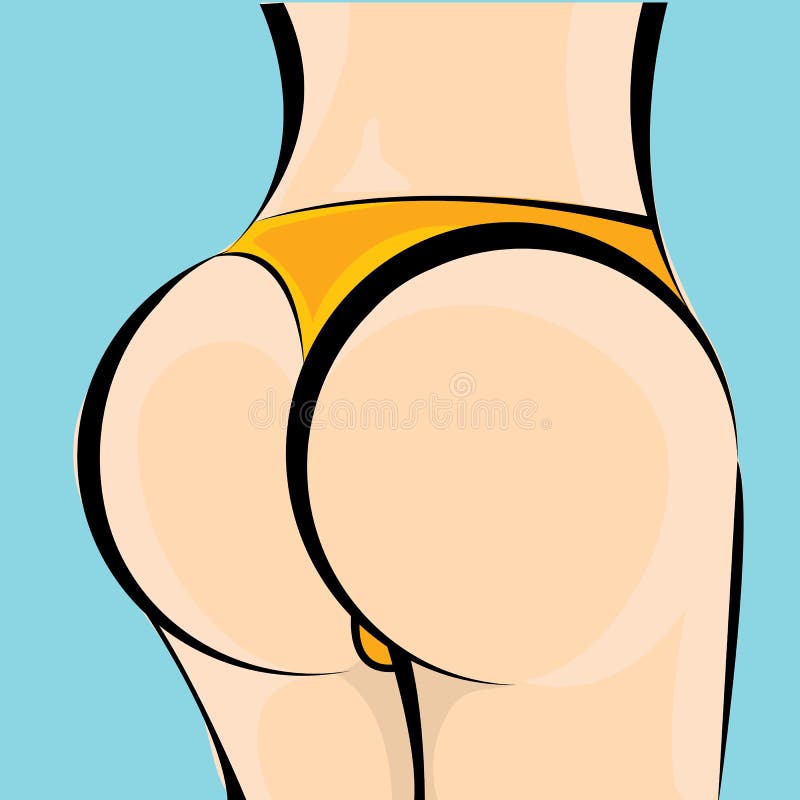 Woman Big Booty. Vector Girl in Bikini Stock Vector - Illustration