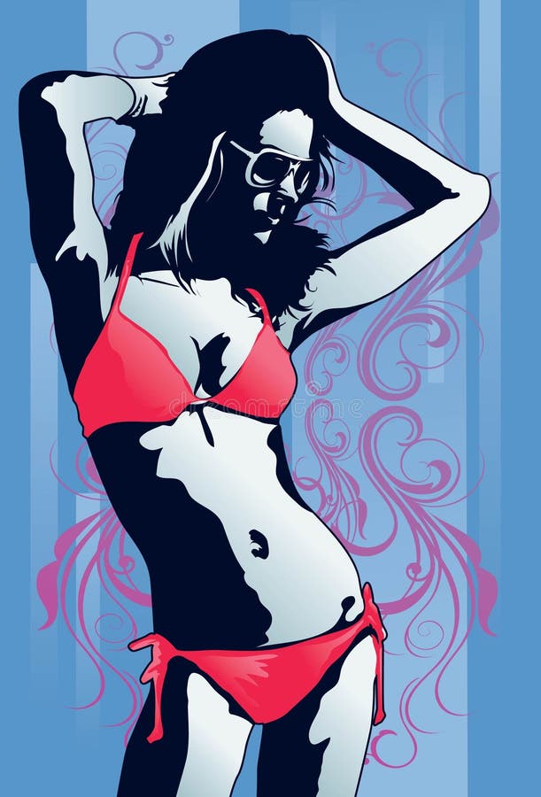 Woman In Bikini Stock Illustration Illustration Of Model 14376025