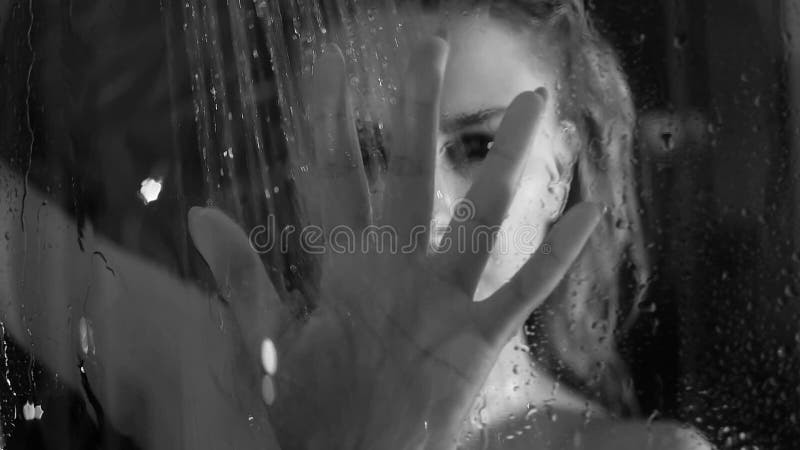 woman blonde taking a shower