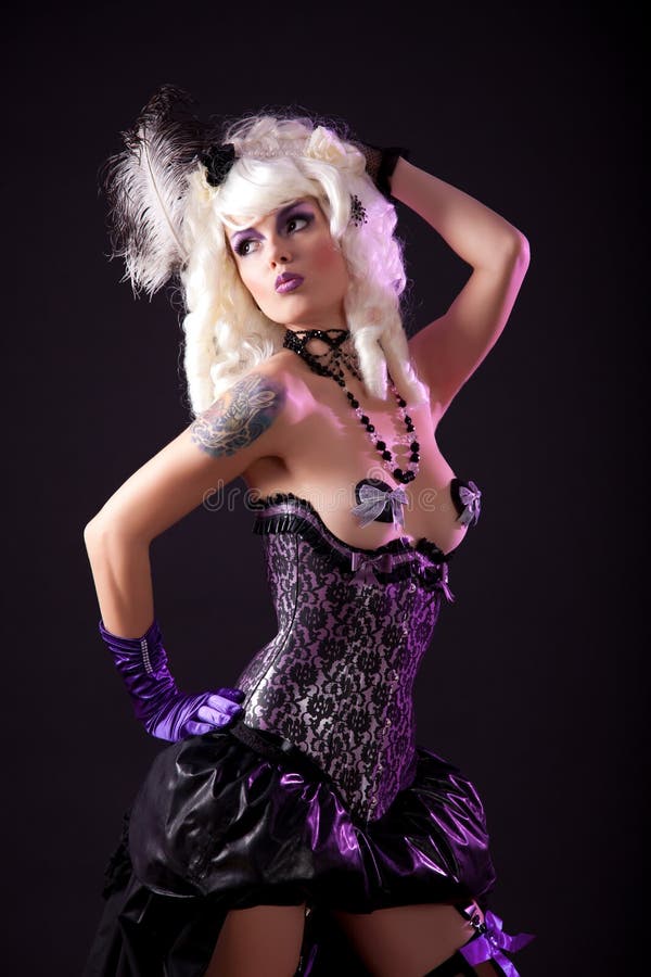 woman in burlesque outfit, studio shot