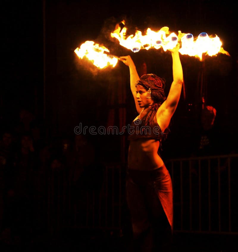 woman doing fireshow