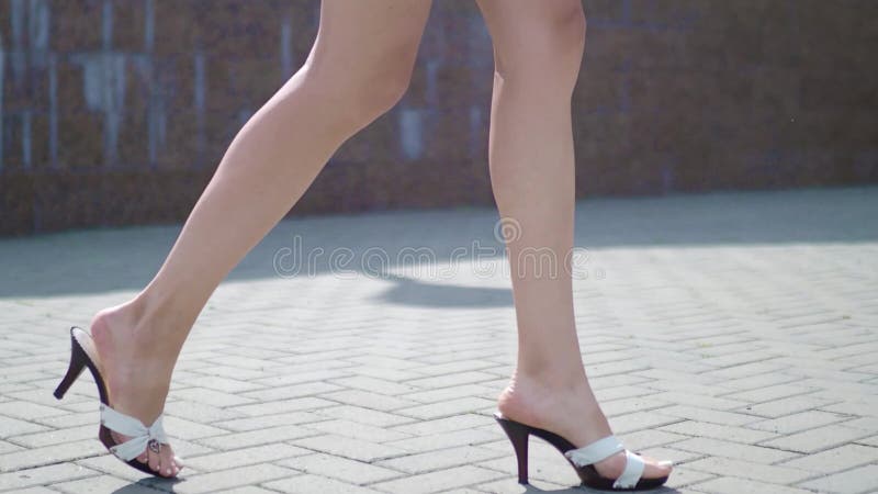 Woman In Elegant Silver Shoes On High Heels Stock Footage SBV