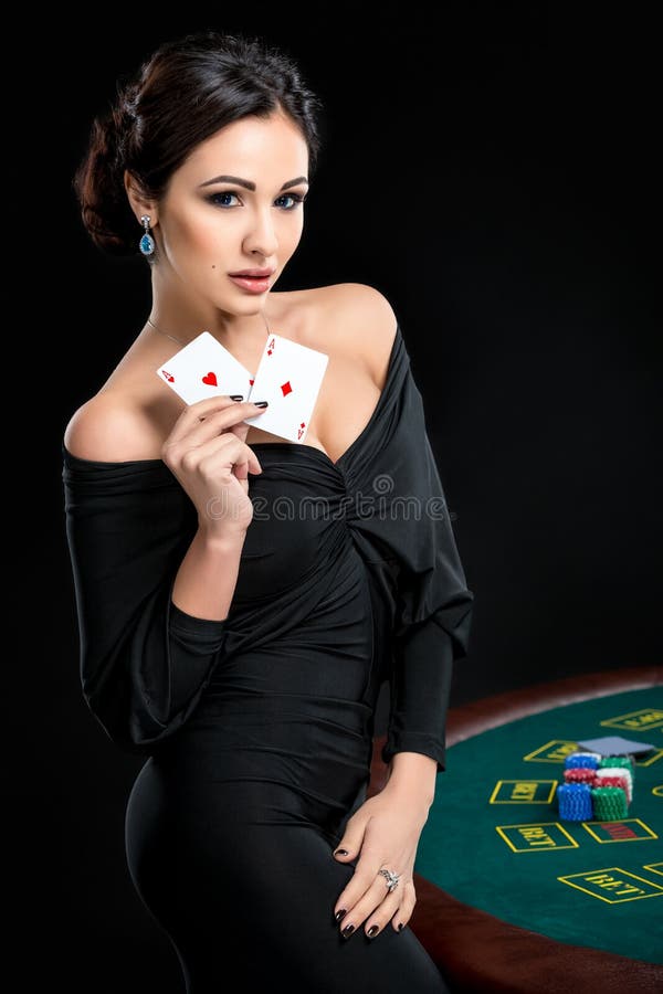 Woman with Poker Cards and Chips Stock Photo - Image of hold, player ...