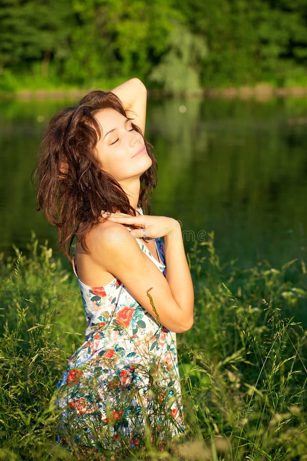 Woman posing outdoors stock image. Image of fresh, green - 14853799