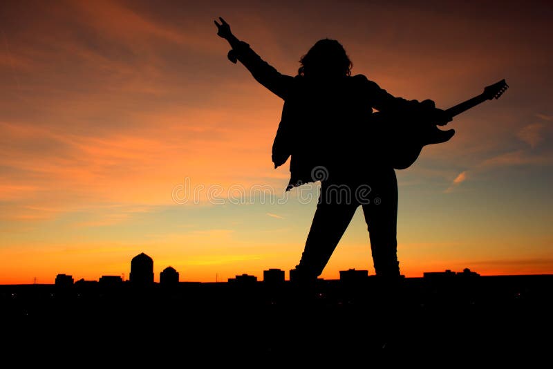 Woman Rock and Roll Sunset