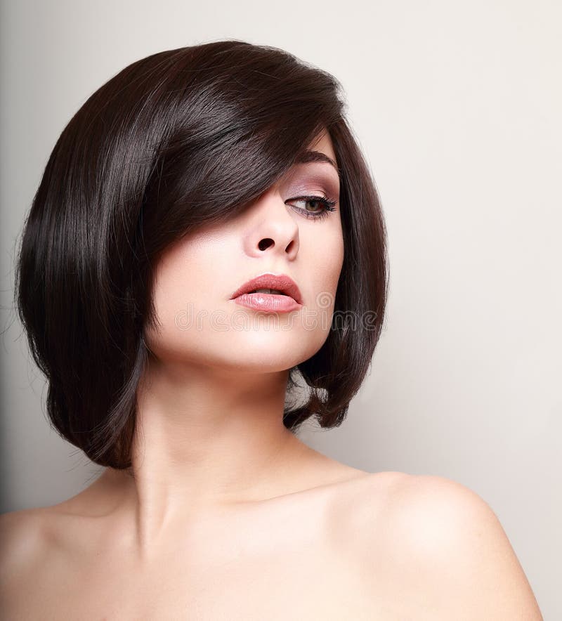 Woman with Short Black Hair. Hair Style Stock Image - Image of makeup,  face: 39168325