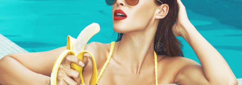 Sweet Banana Sexy Mouth Swim Briefs - Black