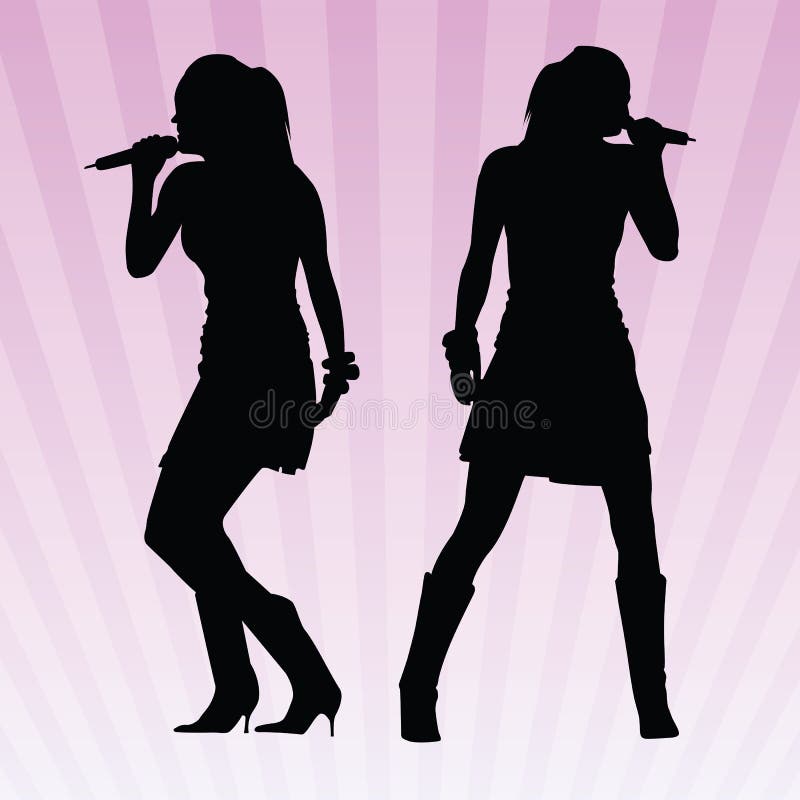 Two vector images of a girl singing. Two vector images of a girl singing.