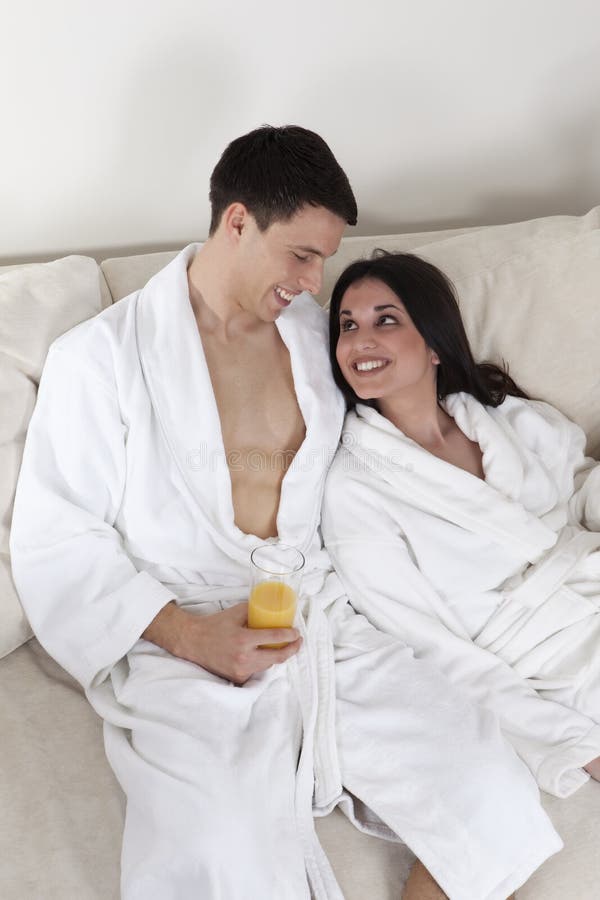 young couple in the morning having breakfast