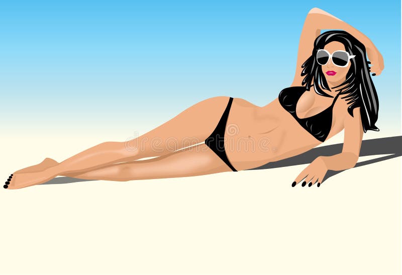 Young Woman in Bikini stock illustration image picture