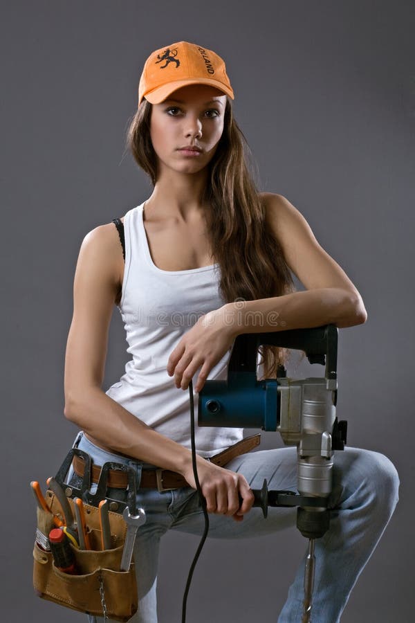 young woman construction worker