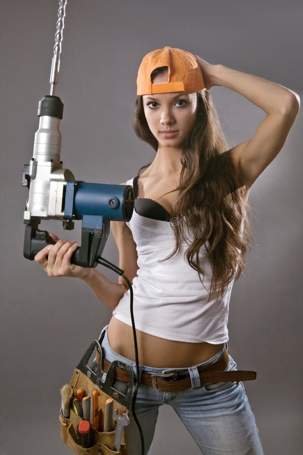 young woman construction worker.