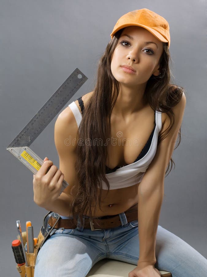 young woman construction worker