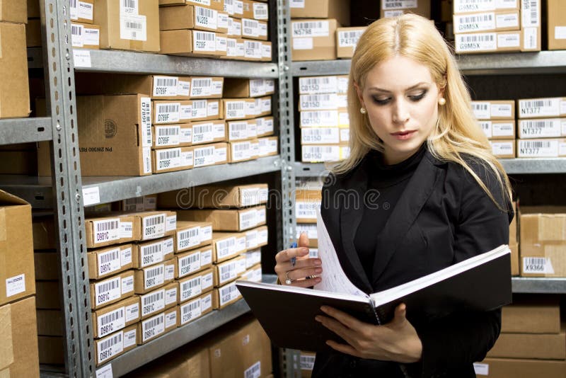 young woman doing inventory