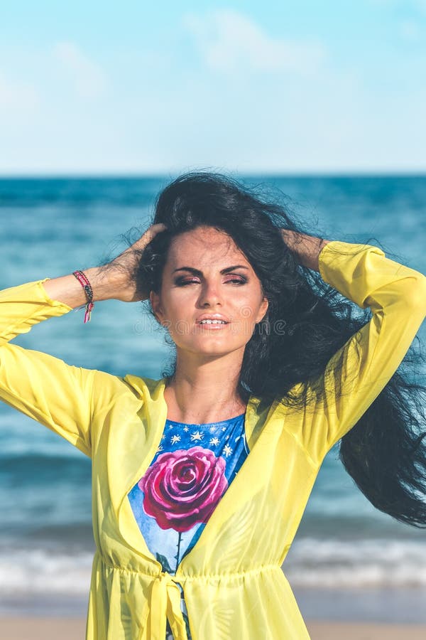 Young Woman Posing On The Tropical Beach Of Bali Island Indonesia 