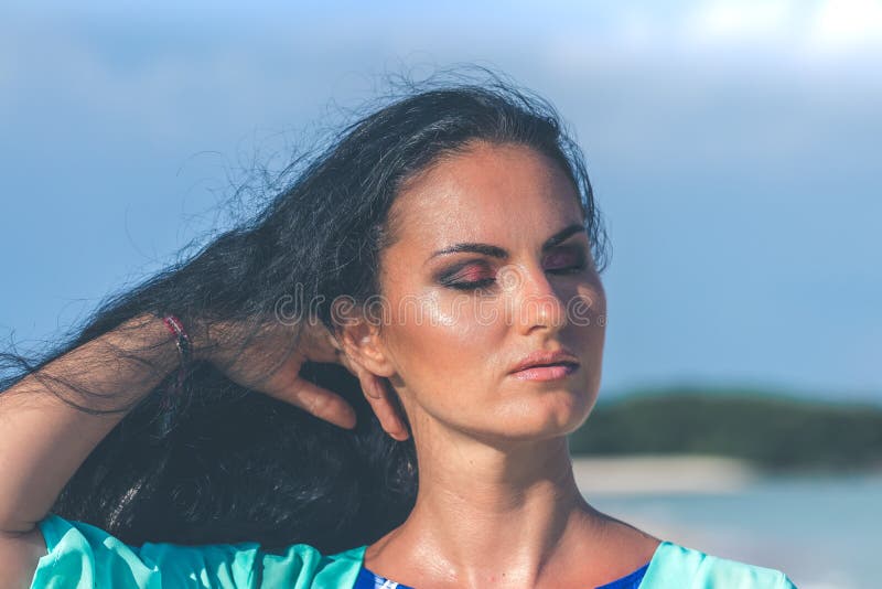 Young Woman Posing On The Tropical Beach Of Bali Island Indonesia 