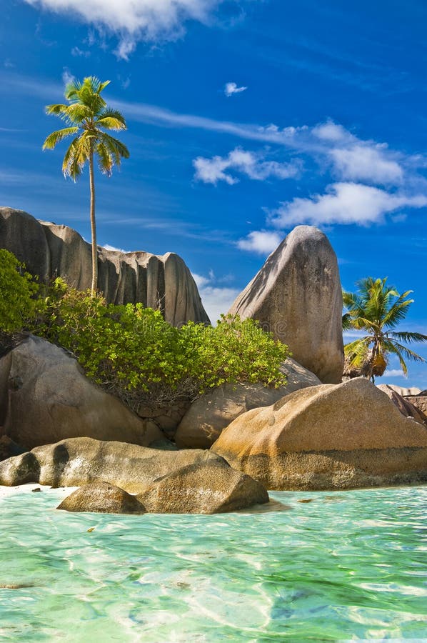 Amazing seychelles - granite beach on La digue island. Seychelles stock images, royalty-free photos and pictures