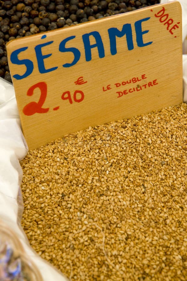 Sesame, street market in Castellane, Provence, France. Sesame, street market in Castellane, Provence, France