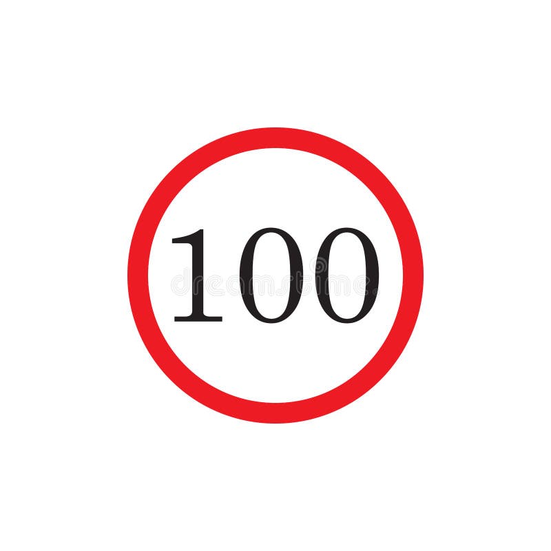 100 señal de la placa de carretera de limitación de velocidad. ilustración vectorial aislada en fondo blanco. libre illustration