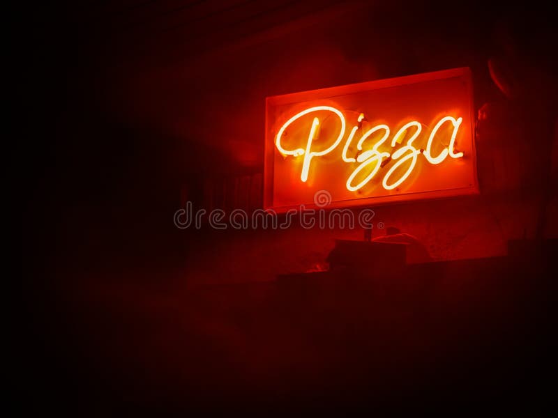 Señal de neón de la pizza stock de ilustración Señal de neón de la pizza stock de ilustración