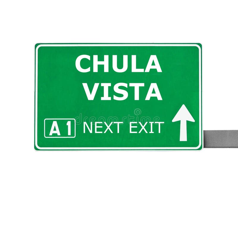 Señal de tráfico de CHULA VISTA aislada en blanco foto de archivo libre de regalías Señal de tráfico de CHULA VISTA aislada en blanco foto de archivo libre de regalías