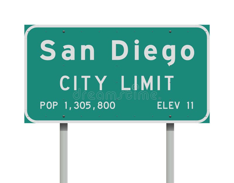 Señal De Tráfico De San Diego City Limit Ilustración del Vector