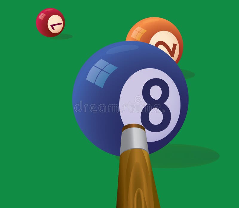 Señal del billar y bolas de piscina en la tabla verde ilustración del vector Señal del billar y bolas de piscina en la tabla verde ilustración del vector