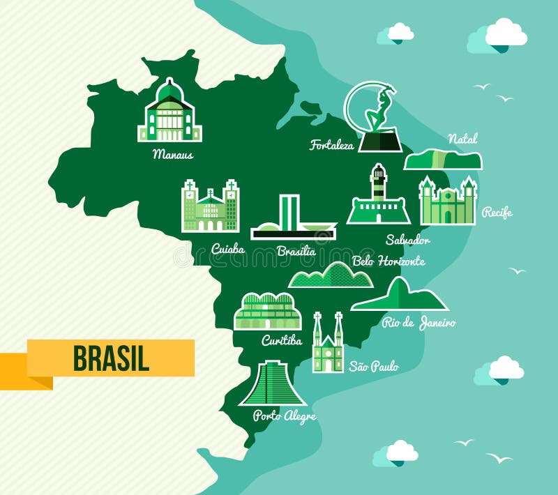 Señal del diseño plano de los iconos del Brasil ilustración del vector Señal del diseño plano de los iconos del Brasil ilustración del vector