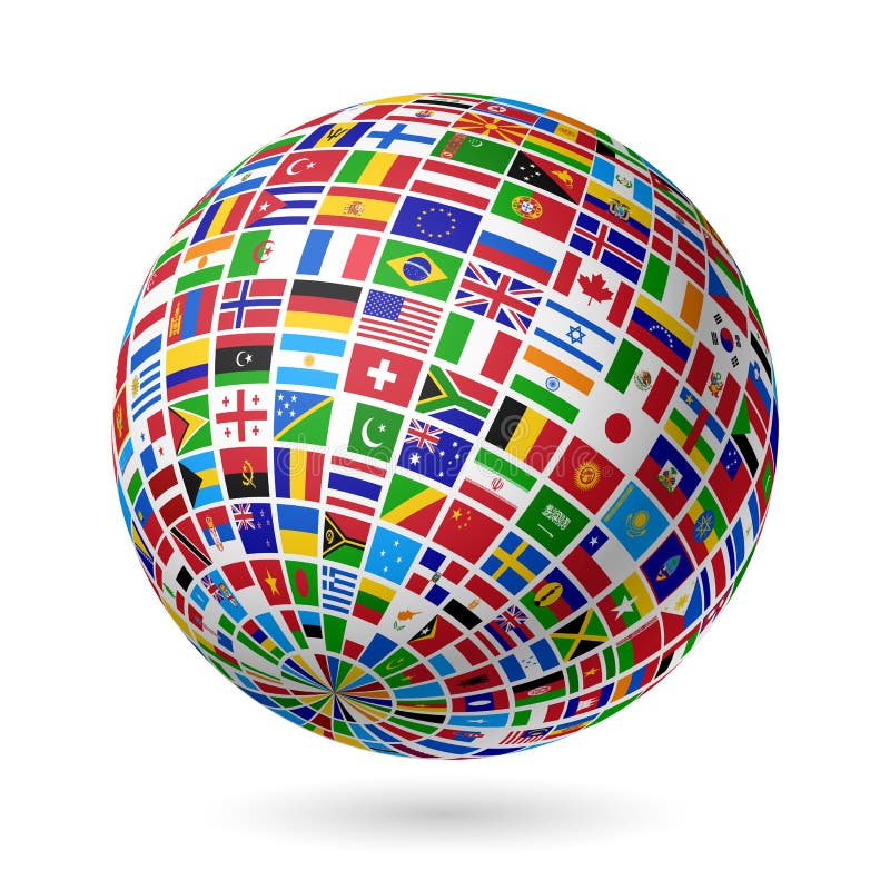 Señala el globo por medio de una bandera stock de ilustración Señala el globo por medio de una bandera stock de ilustración