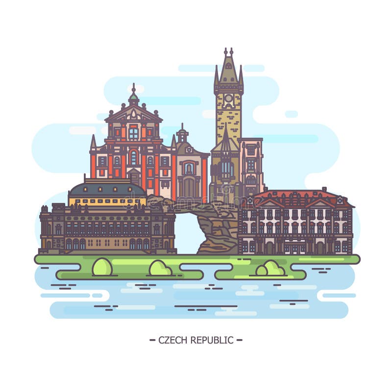 Señales de los monumentos de la República Checa o del czechia ilustración del vector Señales de los monumentos de la República Checa o del czechia ilustración del vector