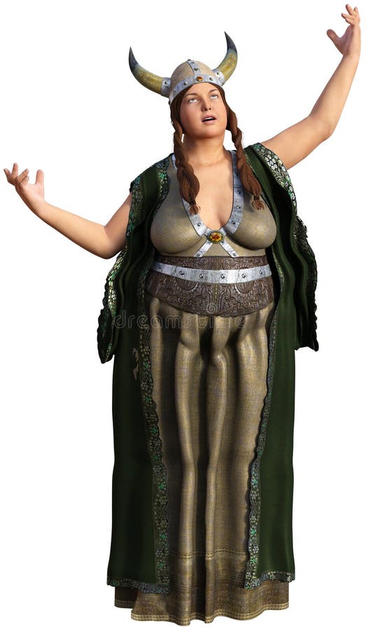 The fat lady sings in the opera. The woman illustration is wearing a Viking outfit and a horn helmet. Isolated on white. PNG file available. The fat lady sings in the opera. The woman illustration is wearing a Viking outfit and a horn helmet. Isolated on white. PNG file available.