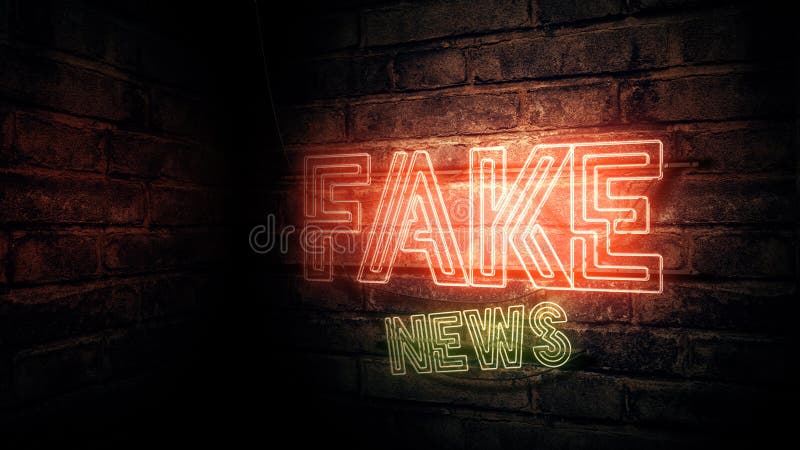 Fake news neon sign, conceptual 3d rendering illustration. Fake news neon sign, conceptual 3d rendering illustration