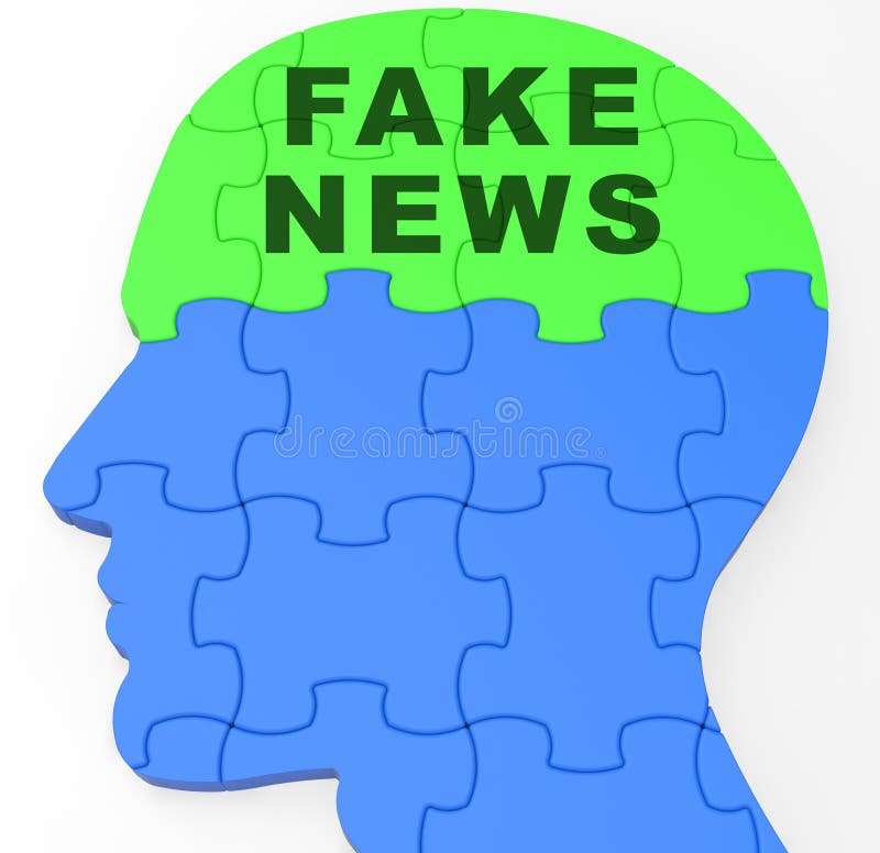 Fake News Icon Brain Means Misinformation Or Disinformation. Online Hoax Or Misleading Information  - 3d Illustration. Fake News Icon Brain Means Misinformation Or Disinformation. Online Hoax Or Misleading Information  - 3d Illustration