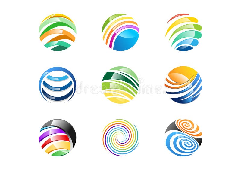 Sfera, cerchio, logo, società globale astratta di affari degli elementi, infinito, insieme di progettazione rotonda di vettore di royalty illustrazione gratis Sfera, cerchio, logo, società globale astratta di affari degli elementi, infinito, insieme di progettazione rotonda di vettore di royalty illustrazione gratis