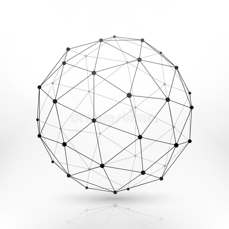 Sfera del globo di Wireframe, connettività, concetto di vettore del collegamento di tecnologia della rete