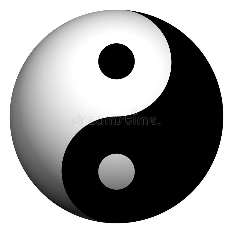 Perfect 3D ying yang sphere isolated on white. Perfect 3D ying yang sphere isolated on white